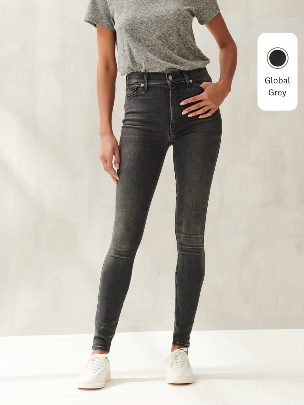 Lucky Brand Women's Washed Charcoal “Global Grey” Uni Fit High Rise Skinny Jeans